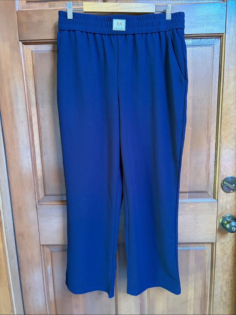 GlamorEase Classic Navy Pull-On Wide-Leg Pants Size XL Petite
